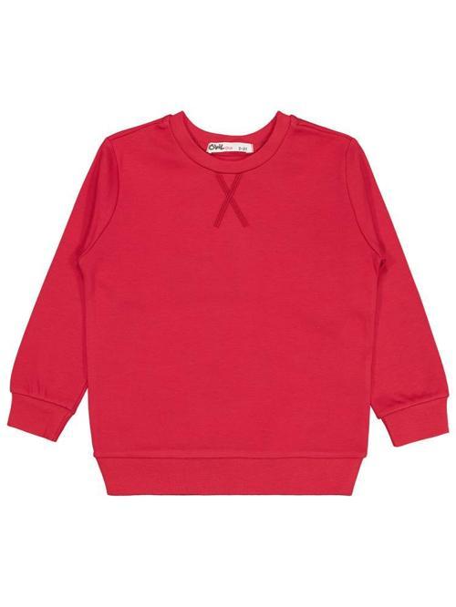 Düz 2-5 Yaş Sweatshirt - Kırmızı5-6 Yaş