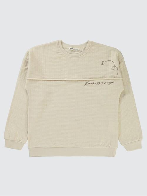 Kalp Baskılı 10-13 Yaş Sweatshirt - Gri11-12 Yaş