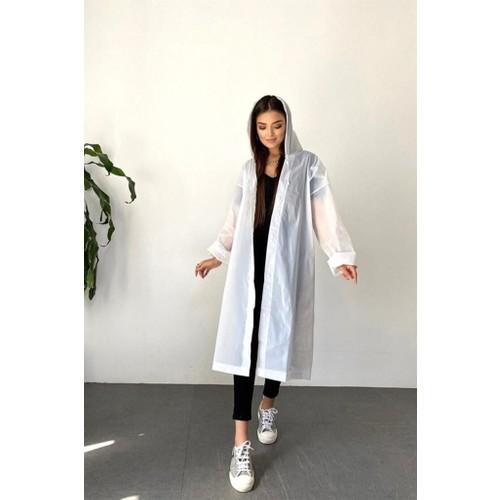 Kadın Erkek Yağmurluk Kapüşonlu Çıtçıtlı Eva Siyah Yağmurluk M21MRC881R03