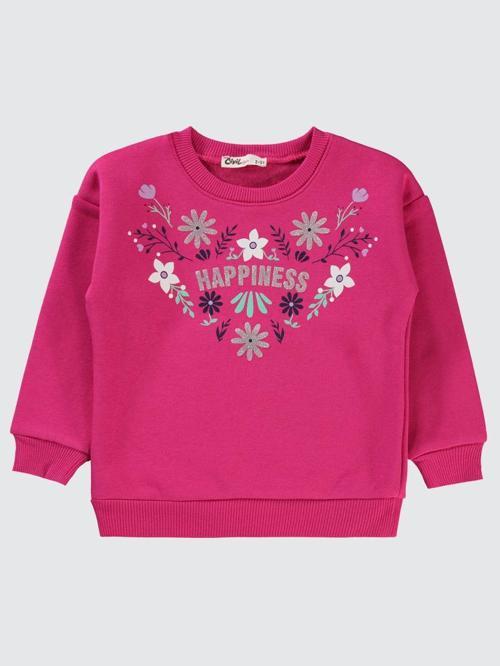 Happıness Baskılı 2-5 Yaş Sweatshirt - Fusya2-3 Yaş