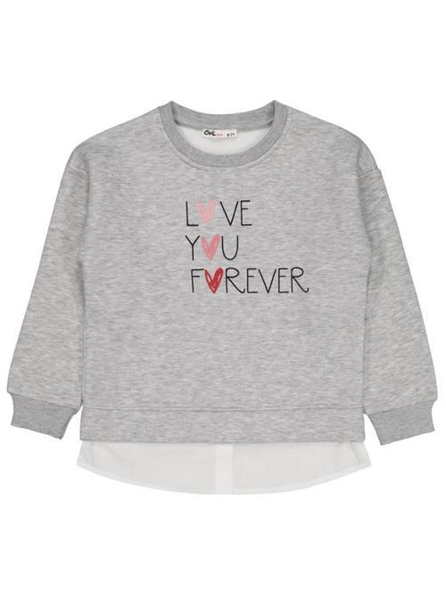 Love You Forever Baskılı 6-9 Yaş Sweatshirt - Gri8-9 Yaş
