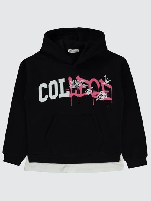 College Baskılı 10-13 Yaş Sweatshirt - Siyah10-11 Yaş