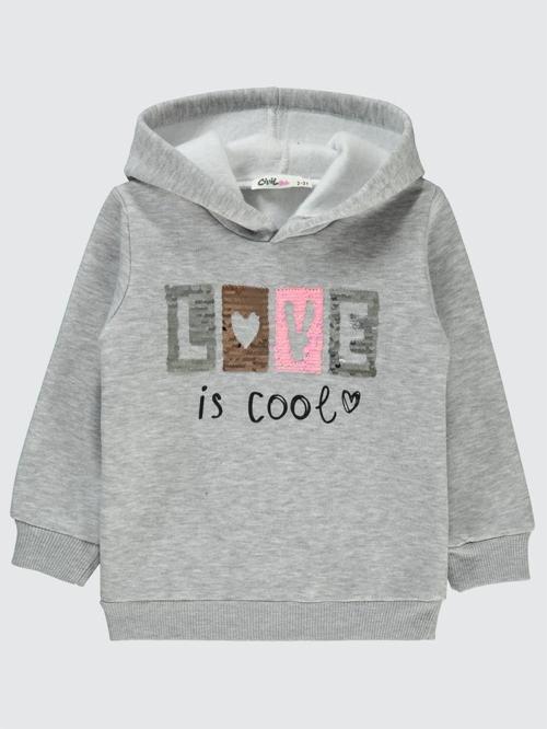 Love Nakışlı 2-5 Yaş Sweatshirt - Gri2-3 Yaş