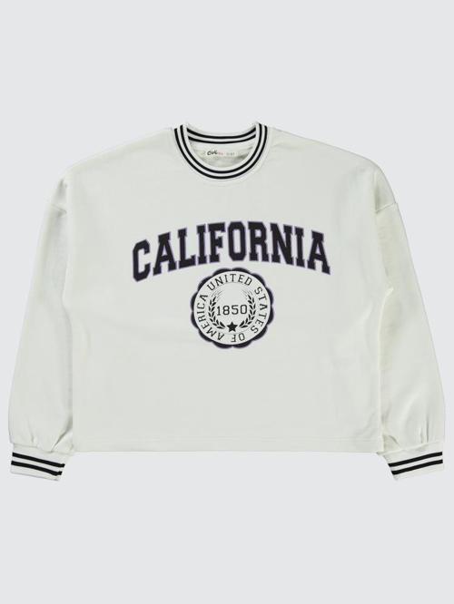 California Baskılı 10-13 Yaş Sweatshirt - Ekru11-12 Yaş
