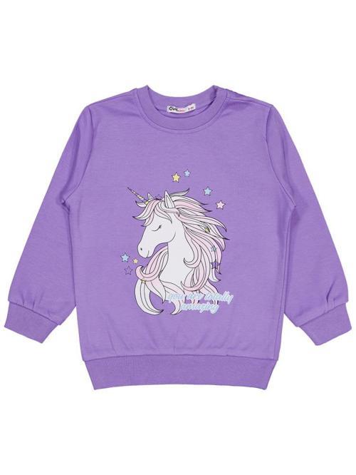 Unicorn Baskılı 2-5 Yaş Sweatshirt - Lila2-3 Yaş