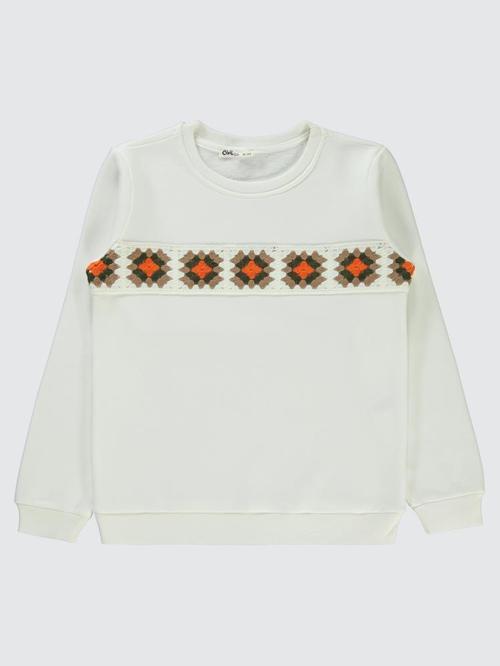 Etnik Desenli 10-13 Yaş Sweatshirt - Ekru11-12 Yaş
