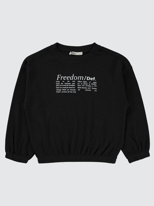 Freedom Blou Baskılı 6-9 Yaş Sweatshirt - Siyah9-10 Yaş