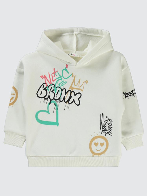 Grafitiy Baskılı 2-5 Yaş Sweatshirt - Ekru2-3 Yaş