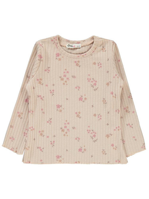 Mini Yapraklı Çiçek Emp. 2-5 Yaş Sweatshirt - Pudra4-5 Yaş