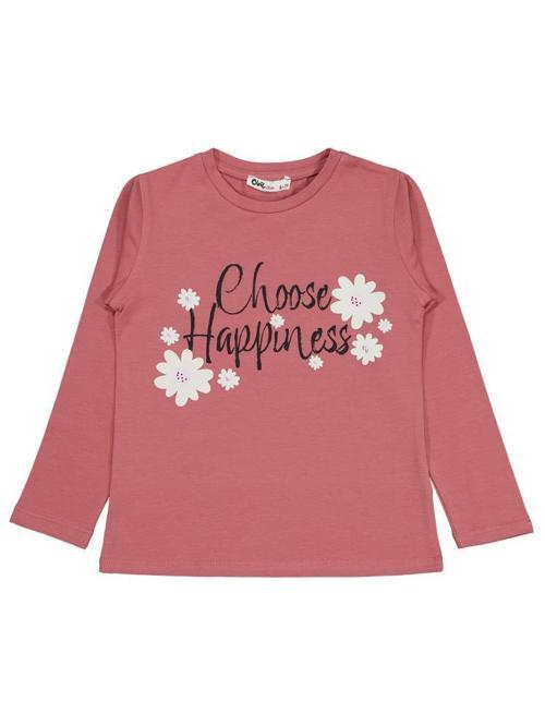 Choose Happiness Baskılı 6-9 Yaş Sweatshirt - Pembe6-7 Yaş