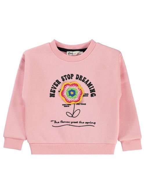 Never Stop Baskılı 2-5 Yaş Sweatshirt - Pembe2-3 Yaş