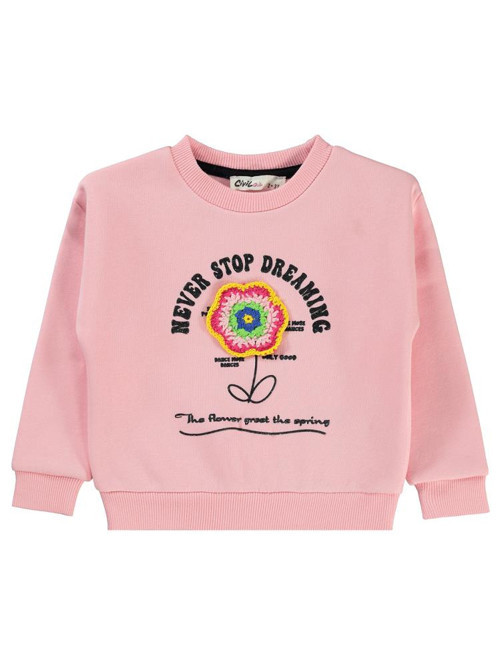 Never Stop Baskılı 2-5 Yaş Sweatshirt - Pembe3-4 Yaş