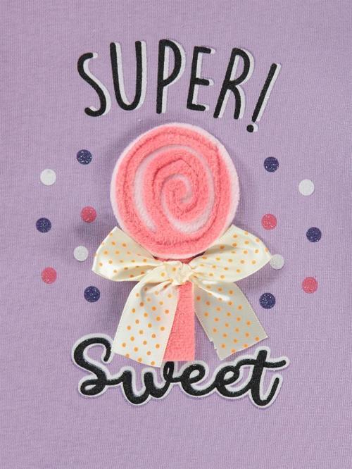 Super Baskılı 2-5 Yaş Sweatshirt - Lila4-5 Yaş