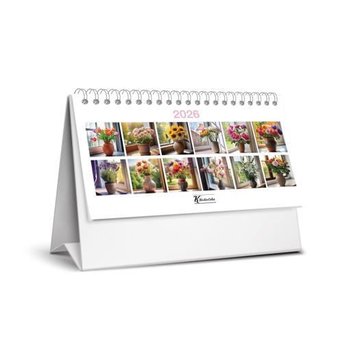 Keskin 2026-MTK-822 Karton Üçgen Masa Takvim-Çiçek