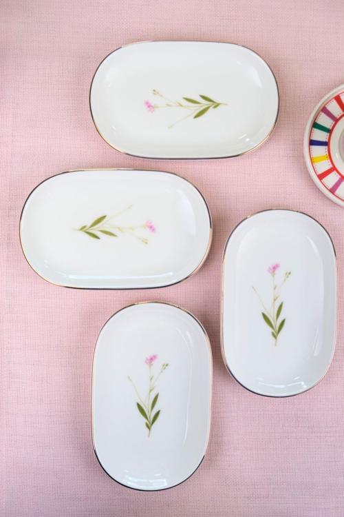 Porselen Natura Çuha Altın Yaldızlı Oval Kayık Tabak 18x11x2,50cm 4 LÜ