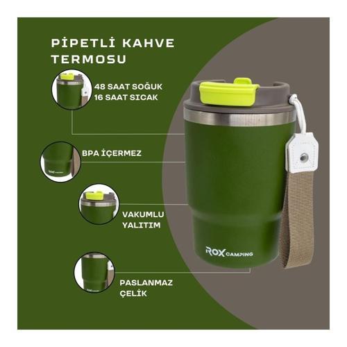 CAMPING PİPETLİ KAHVE TERMOSU 0.45 LT - YEŞİL