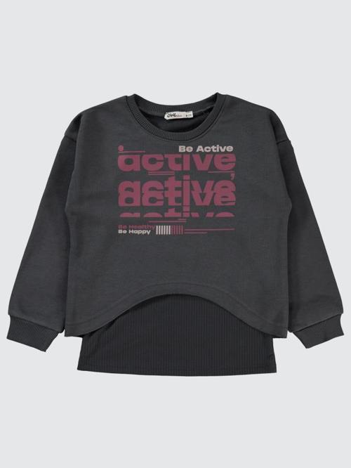 Active Baskılı 10-13 Yaş Sweatshirt - Gri10-11 Yaş