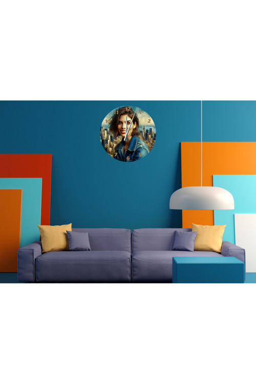 Ti-Play Şehir Ve Mutluluk30X30Cm Akrilik Dekoratif Modern Duvar Saati