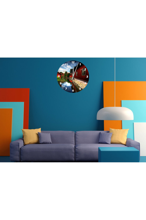 Ti-Play Şehrin Ortasında Nehir 30X30Cm Akrilik Dekoratif Modern Duvar Saati