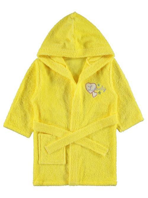 Kız Çocuk Kapüşonlu Bornoz 4-10 Yaş - Sarı6-7 Yaş