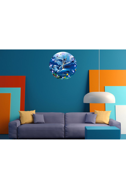 Ti-Play Sevimli Yunuslar 30X30Cm Akrilik Dekoratif Modern Duvar Saati
