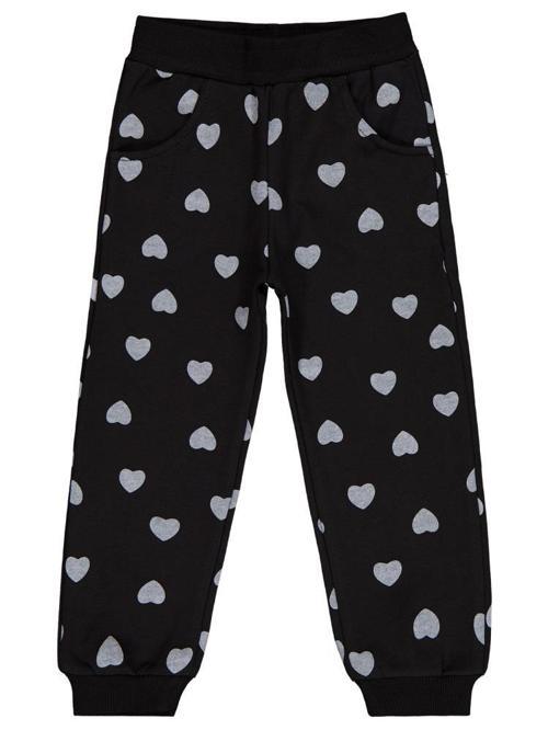 Kalp Baskılı 2-5 Yaş Eşofman Altı - Siyah3-4 Yaş