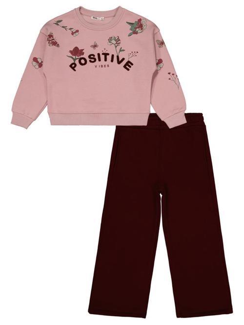 POSITIVE Baskılı 6-9 Yaş Eşofman Takımı - Pembe7-8 Yaş