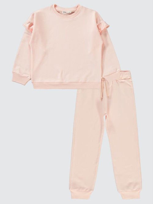 Kolu Fırfırlı 10-13 Yaş Eşofman Takımı - Pudra10-11 Yaş