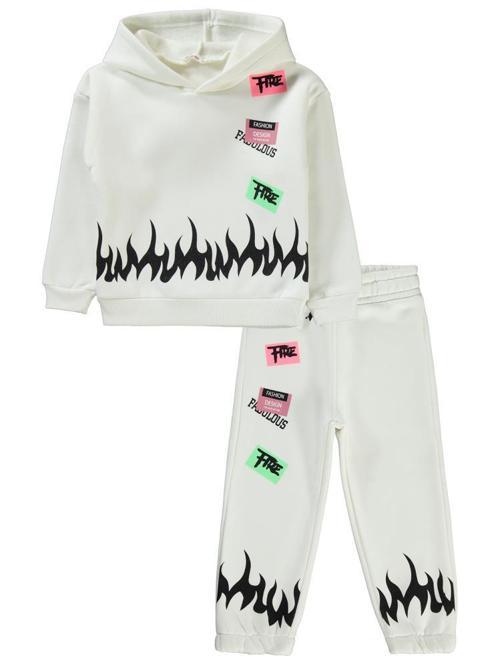 Alev Baskılı 2-5 Yaş Eşofman Takımı - Ekru2-3 Yaş