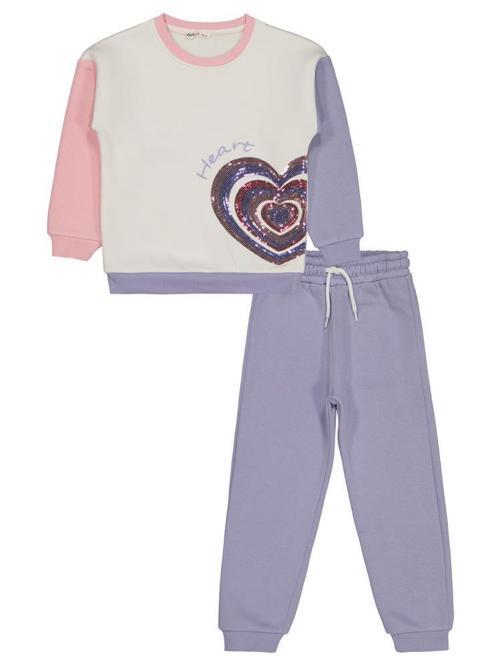 Kalp Baskılı 6-9 Yaş Eşofman Takımı - Lila8-9 Yaş