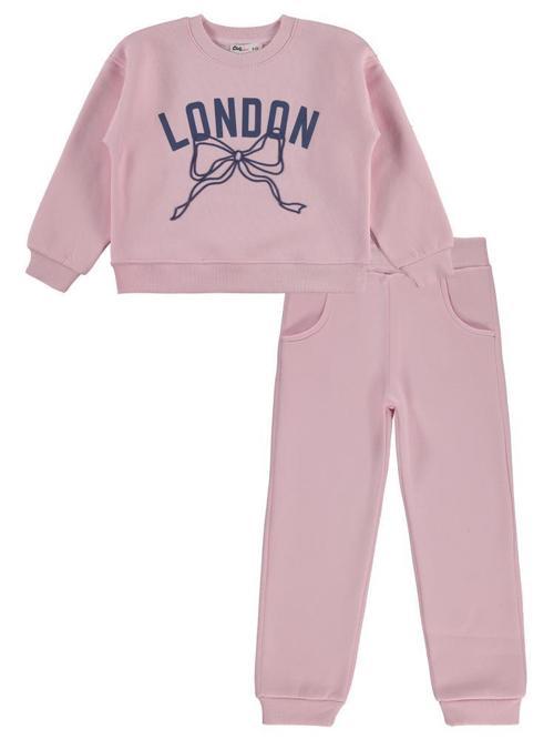 London Baskılı 6-9 Yaş Eşofman Takımı - Pudra9-10 Yaş