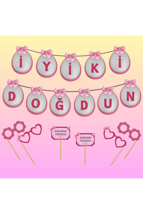 İyiki Doğdun Yazısı Pembe Balon (Hediyeli)
