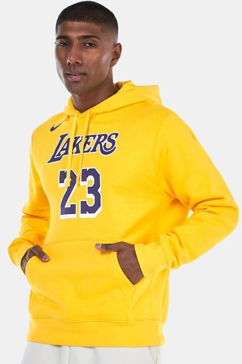 NBA Los Angeles Lakers Club Pullover Hoodie Erkek Kapüşonlu Basketbol Sweatshirt Sarı