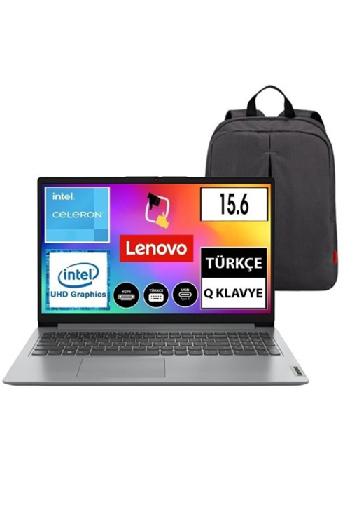 Ideapad 1 Intel Celeron N4020 4Gb 256Gb Ssd Freedos 15.6 " Bilgisayar Csrtech14 Çanta H.