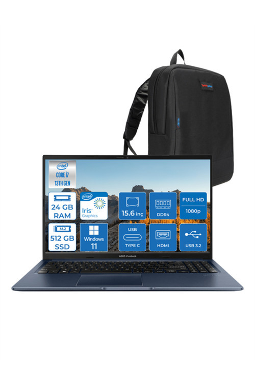 Vivobook 15 X1504Va İ7 1355U 24Gb 512Gb Ssd Iris X?15.6'' Fhd Wın11Pro Nj426Wp07 + Zettaçanta