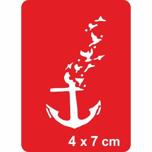 Martılar ve Deniz Çapa  Tattoo Geçici Dövme Şablonları Kına Kalıpları