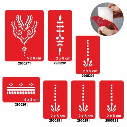 Çiçekli Kubbe 5'li Set Geçici Dövme Kına Şablonu