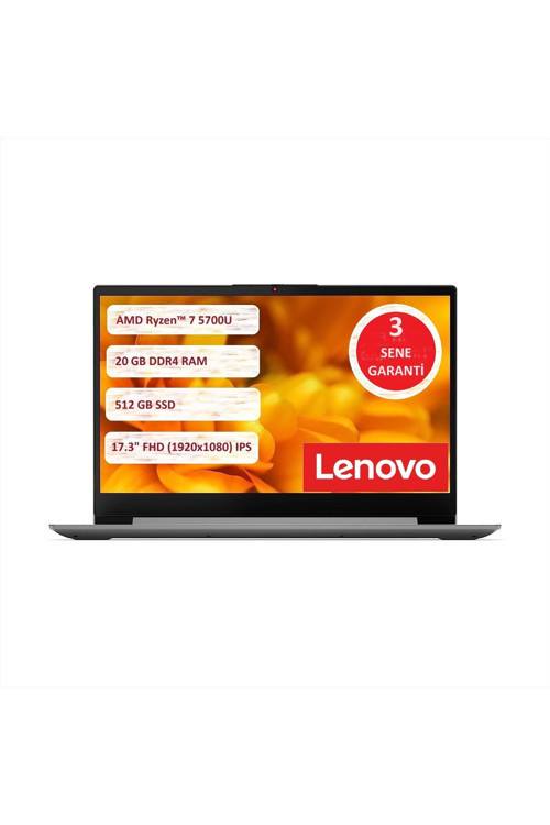Ideapad 3 17Alc6 Amd Ryzen7-5700U 20 Gb Ram 512 Gb Ssd Freedos 17.3" 82Kv00Fltx20