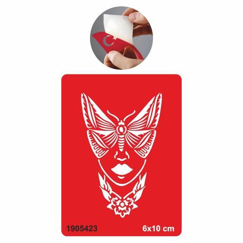 Kelebek Yüzlü Kadın Tattoo Geçici Dövme Şablonları Kına Kalıpları