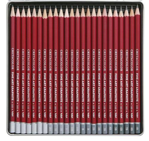 Fine Art Graphite Dereceli Kalem Karakalem Eskiz Çizim Seti Metal Kutu 24'lü