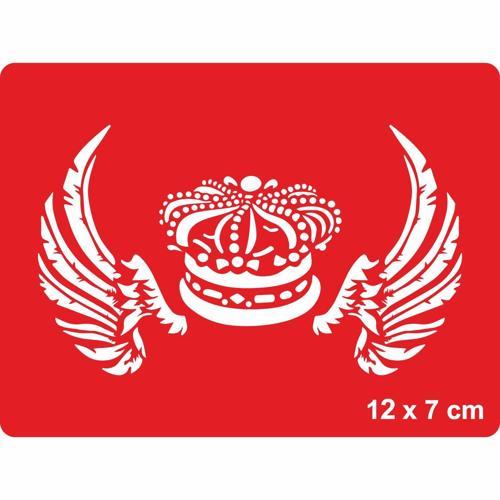 Kanatlı Kral Tacı Tattoo Geçici Dövme Şablonları Kına Kalıpları
