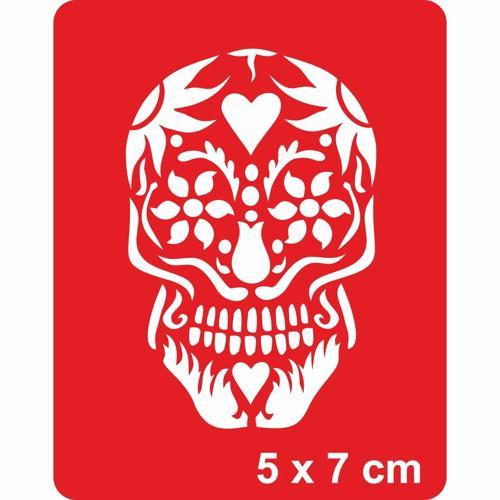 Çiçek Bahçesinde İskelet Tattoo Geçici Dövme Şablonları Kına Kalıpları