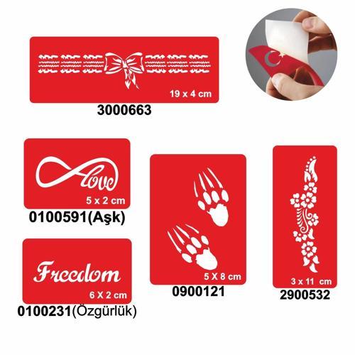 Aşk Özgürlüktür 5'li Set Geçici Dövme Kına Şablonu