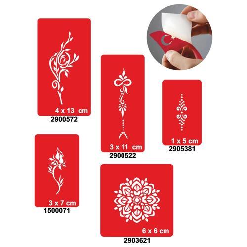 Çiçek Sepeti 5'li Set Dövme Kına Şablonu