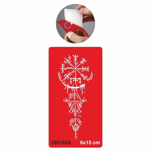 Savaşçı Viking Pusulası    Stencil Tattoo Geçici Dövme Şablonları Kına Kalıpları