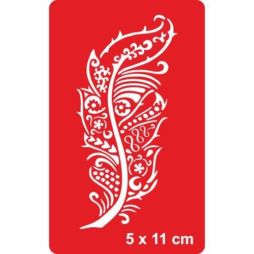 Desenli Kuş Tüyü 252 Tattoo Geçici Dövme Şablonları Kına Kalıpları
