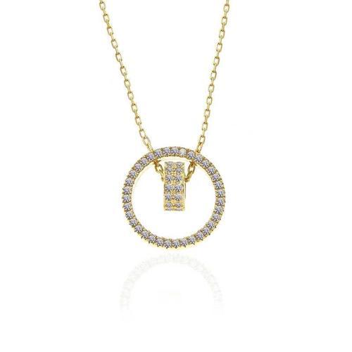 Gümüş Gold İç İçe Geçmiş Halka Kadın Kolye