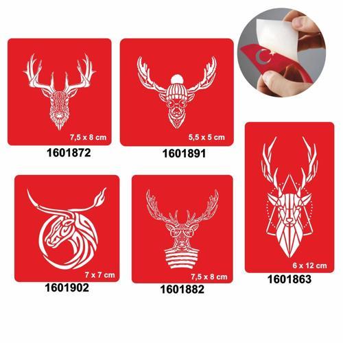Geyik Desenleri 5'li Set Geçici Dövme Kına Şablonu