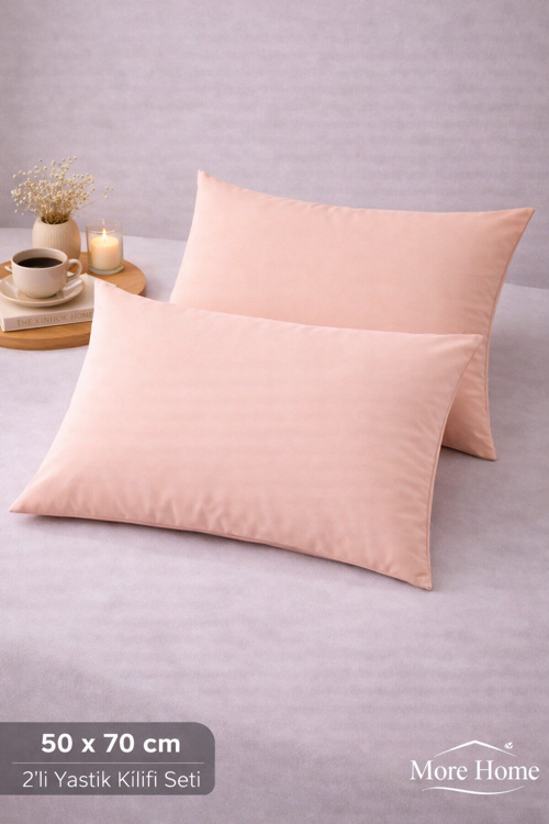 Pamuklu Yastık Kılıfı (2 Adet) 50 x 70 cm Pudra