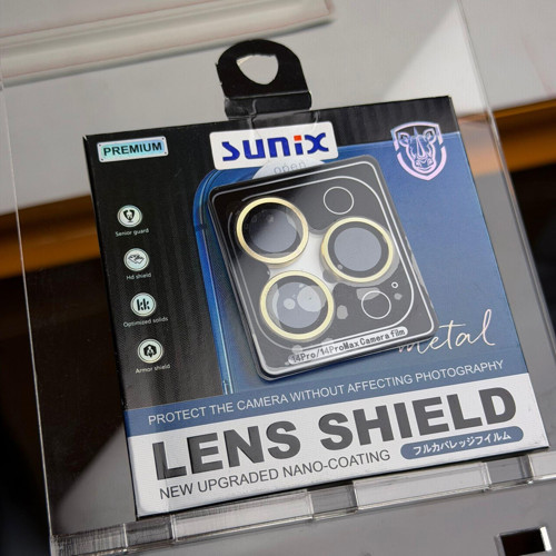 iPhone 14 Pro / 14 Pro Max Uyumlu Kamera Lens Koruyucu – Gold Metal Çerçeveli (Gold)